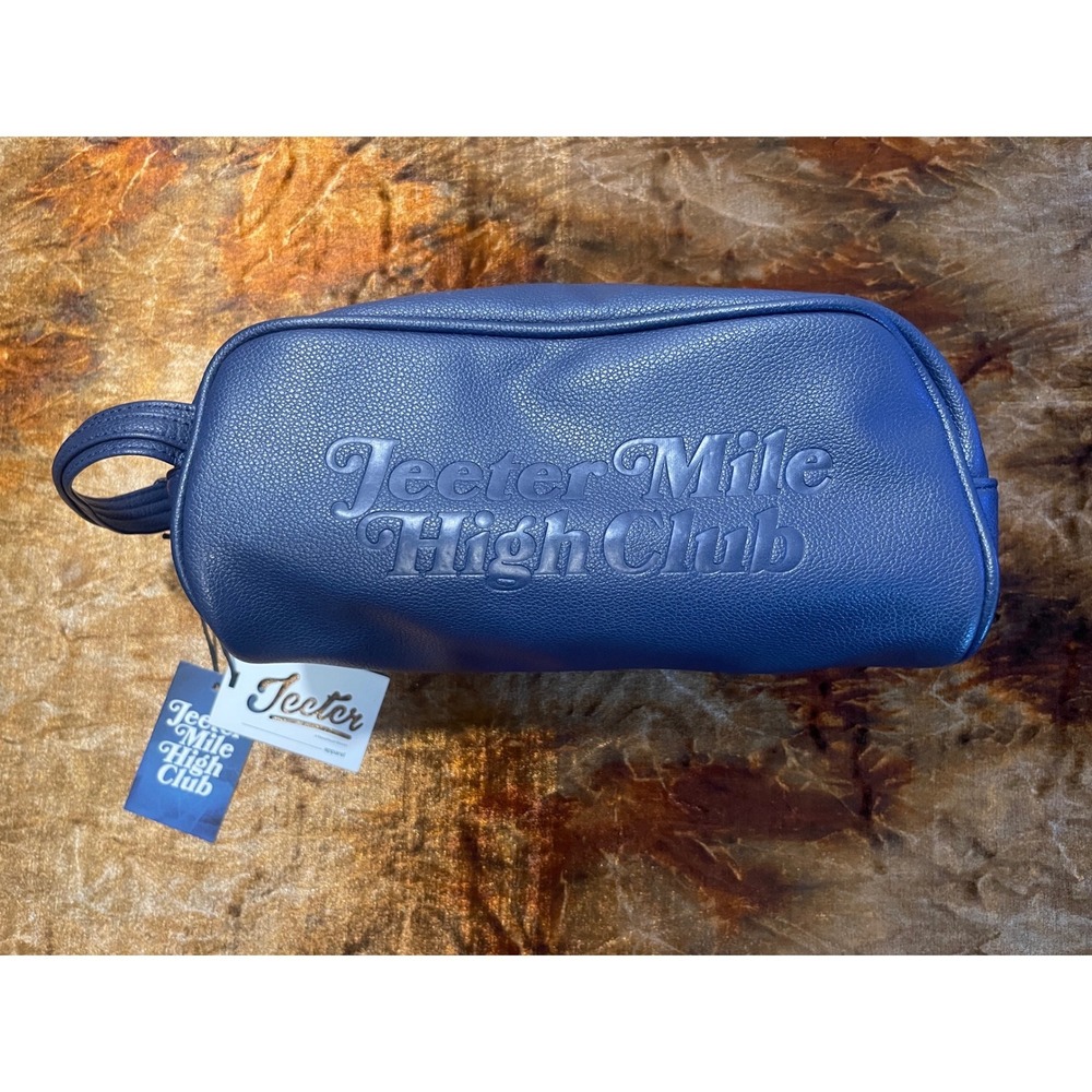 Jeeter Mile High Club Navy Blue Pebbled Toiletry Bag Dopp Kit Travel Case NWT